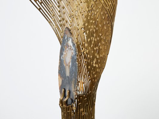 Brass Agate Stone Nefertiti Table Lamp byHenri Fernandez, 1970s-YJA-1362138