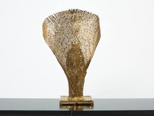 Brass Agate Stone Nefertiti Table Lamp byHenri Fernandez, 1970s-YJA-1362138