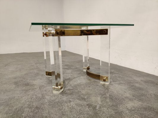 Brass and Acrylic Glass Coffee Table, 1970s-IRH-867254