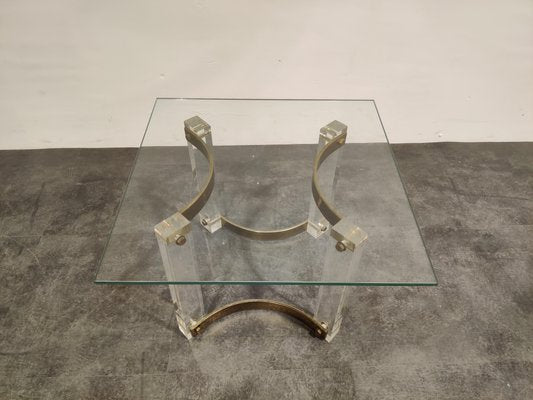 Brass and Acrylic Glass Coffee Table, 1970s-IRH-867254