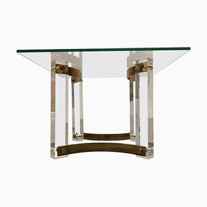 Brass and Acrylic Glass Coffee Table, 1970s-IRH-867254