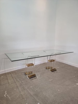 Brass and Acrylic Glass Dining Table by Charles Hollis Jones-GNW-1268137