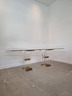 Brass and Acrylic Glass Dining Table by Charles Hollis Jones-GNW-1268137