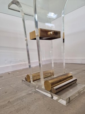 Brass and Acrylic Glass Dining Table by Charles Hollis Jones-GNW-1268137