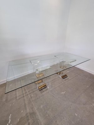 Brass and Acrylic Glass Dining Table by Charles Hollis Jones-GNW-1268137