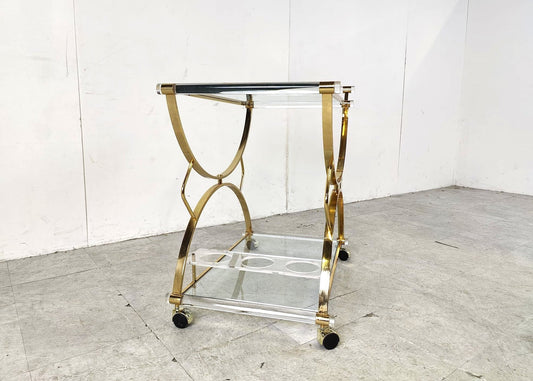 Brass and Acrylic Glass Drink Trolley, 1970s