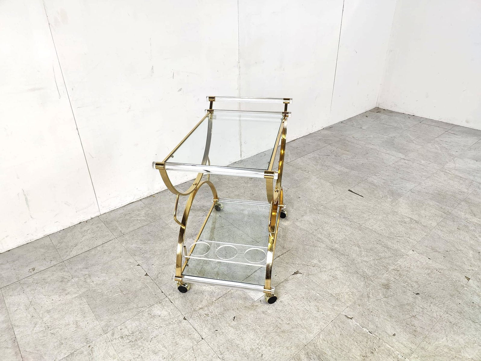 Brass and Acrylic Glass Drink Trolley, 1970s