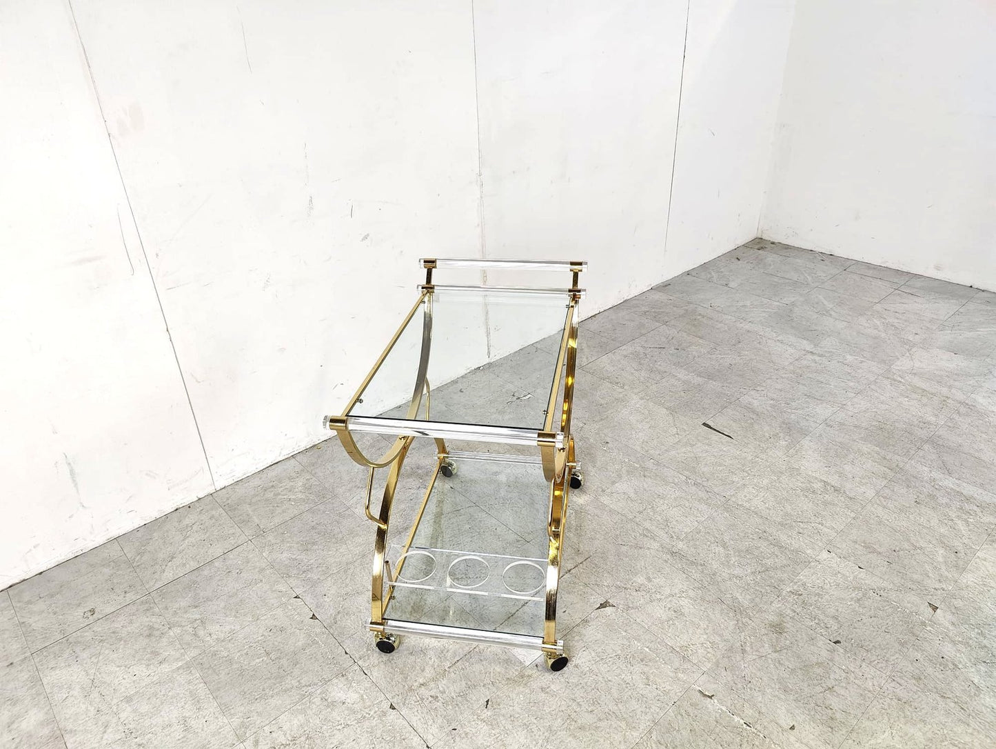 Brass and Acrylic Glass Drink Trolley, 1970s