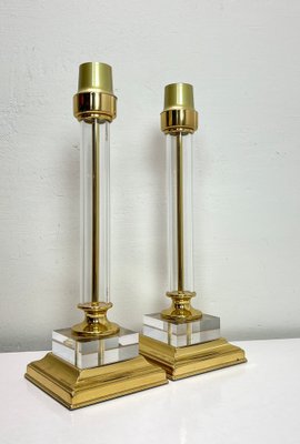 Brass and Acrylic Table Lamps, 1970s, Set of 2-WZZ-1719383