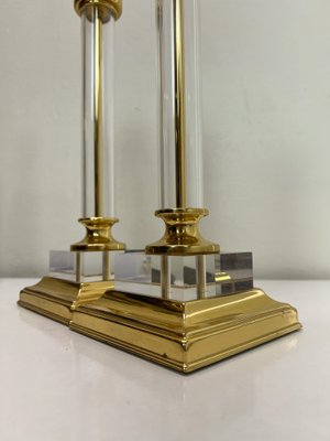 Brass and Acrylic Table Lamps, 1970s, Set of 2-WZZ-1719383