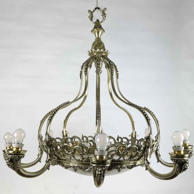 Brass and Alabaster Chandelier, 1940s-TBU-2038046