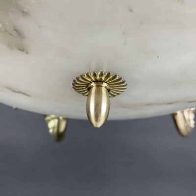 Brass and Alabaster Chandelier, 1940s-TBU-2038046