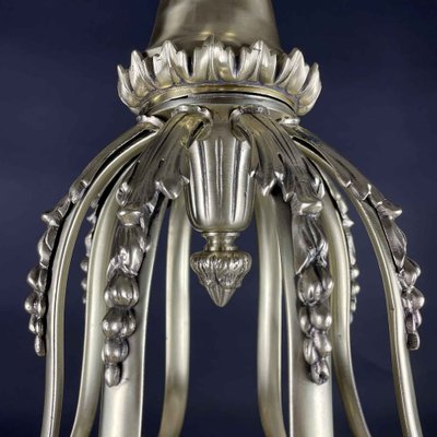 Brass and Alabaster Chandelier, 1940s-TBU-2038046