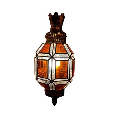 Brass and Amber Crystal Sconces, Set of 2-TCS-1807874