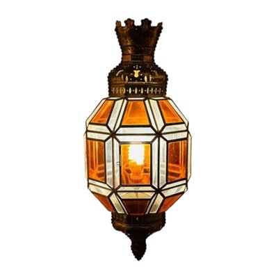 Brass and Amber Crystal Sconces, Set of 2-TCS-1807874