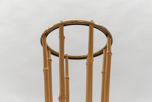 Brass and Bamboo Coat Rack and Umbrella Stand, Italy, 1950s, Set of 2-KQB-1765845