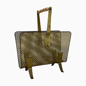 Brass and Bamboo Magazine Holder by Carl Auböck, Austria, 1950s-QZ-1815873