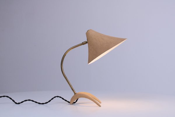 Brass and Beige Crowfoot Table Lamp attributed to Cosack Leuchten, 1950s-XT-1432075