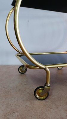 Brass and Black Glass Serving Trolley from Grünstadt, 1950s-KK-704806