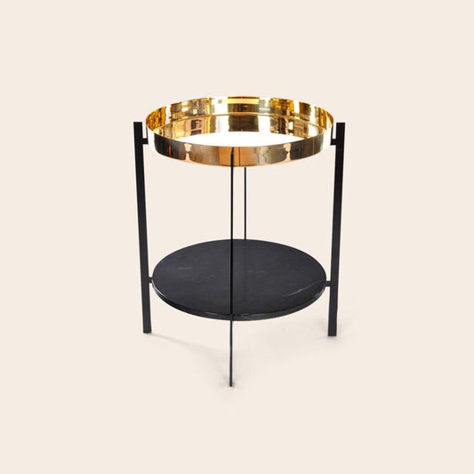 Brass and Black Marquina Marble Deck Table by Oxdenmarq