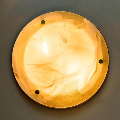 Brass and Blown Murano Glass Wall Light or Flush Mount, 1960s-VDW-956751