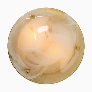 Brass and Blown Murano Glass Wall Light or Flush Mount, 1960s-VDW-956751