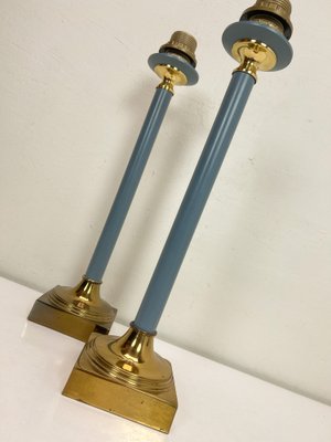 Brass and Blue Steel Table Lamps from Kullmann, 1970s, Set of 2-WZZ-1742410