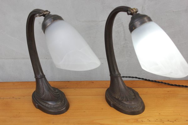 Brass and Bronze Desk Lamps, 1960s, Set of 2-UWJ-1416235