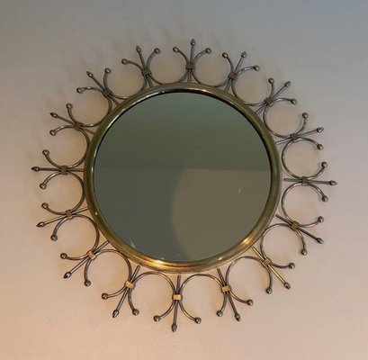 Brass and Brushed Steel Sun Mirror-BA-1365833