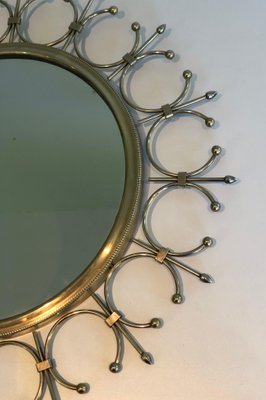 Brass and Brushed Steel Sun Mirror-BA-1365833