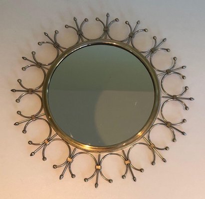 Brass and Brushed Steel Sun Mirror-BA-1365833