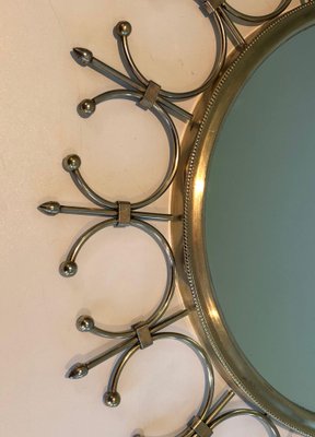 Brass and Brushed Steel Sun Mirror-BA-1365833