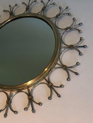 Brass and Brushed Steel Sun Mirror-BA-1365833