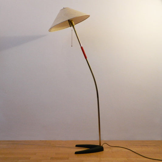 Brass and Cast Iron Floor Lamp by J.T. Kalmar for Kalmar, 1950s