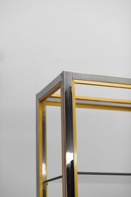 Brass and Chromed Metal Bookcase with Glass Shelves, Italy, 1980s-MNF-1721834