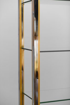 Brass and Chromed Metal Bookcase with Glass Shelves, Italy, 1980s-MNF-1721834