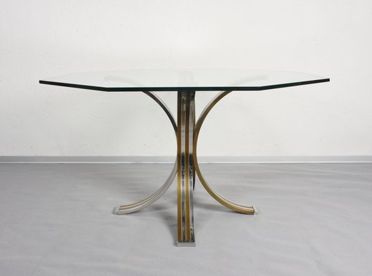 Brass and Chromed Steel Dining Table, 1970s-JDR-564137