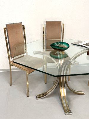 Brass and Chromed Steel Dining Table, 1970s-JDR-564137