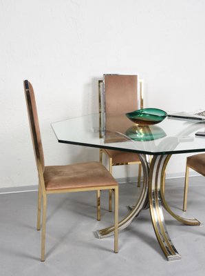 Brass and Chromed Steel Dining Table, 1970s-JDR-564137