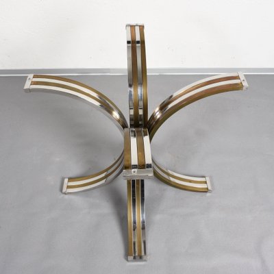 Brass and Chromed Steel Dining Table, 1970s-JDR-564137