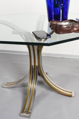 Brass and Chromed Steel Dining Table, 1970s-JDR-564137