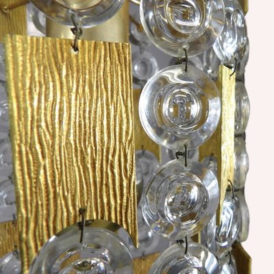 Brass and Crystal Ceiling Light attributed to Ernst Palme for Palwa-QUV-2021200