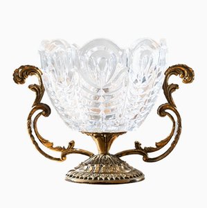 Brass and Crystal Centerpiece Vase, 1950s-KNM-847378