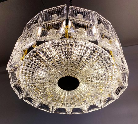 Brass and Crystal Chandelier by Carl Fagerlund for Orrefors, 1960s-AX-1737067