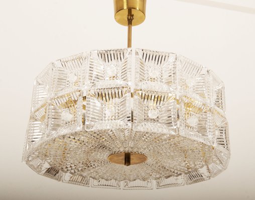 Brass and Crystal Chandelier by Carl Fagerlund for Orrefors, 1960s-AX-1737067