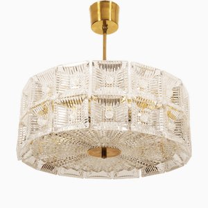 Brass and Crystal Chandelier by Carl Fagerlund for Orrefors, 1960s-AX-1737067