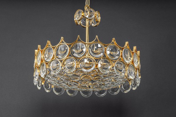 Brass and Crystal Chandelier by Sciolari for Palwa, Germany, 1970s-UGR-1085409