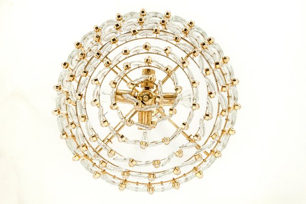 Brass and Crystal Chandelier by Sciolari for Palwa, Germany, 1970s-UGR-1085405