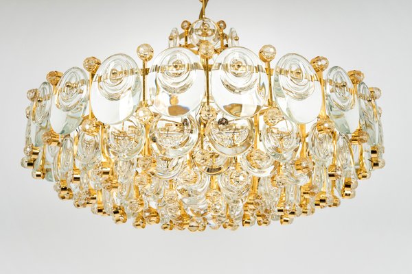 Brass and Crystal Chandelier by Sciolari for Palwa, Germany, 1970s-UGR-1085405