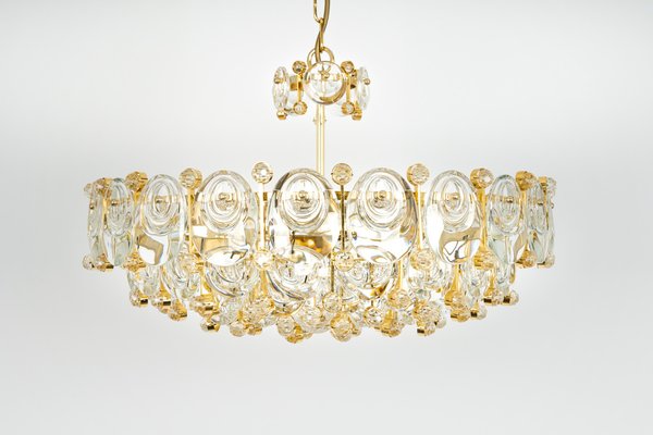 Brass and Crystal Chandelier by Sciolari for Palwa, Germany, 1970s-UGR-1085405